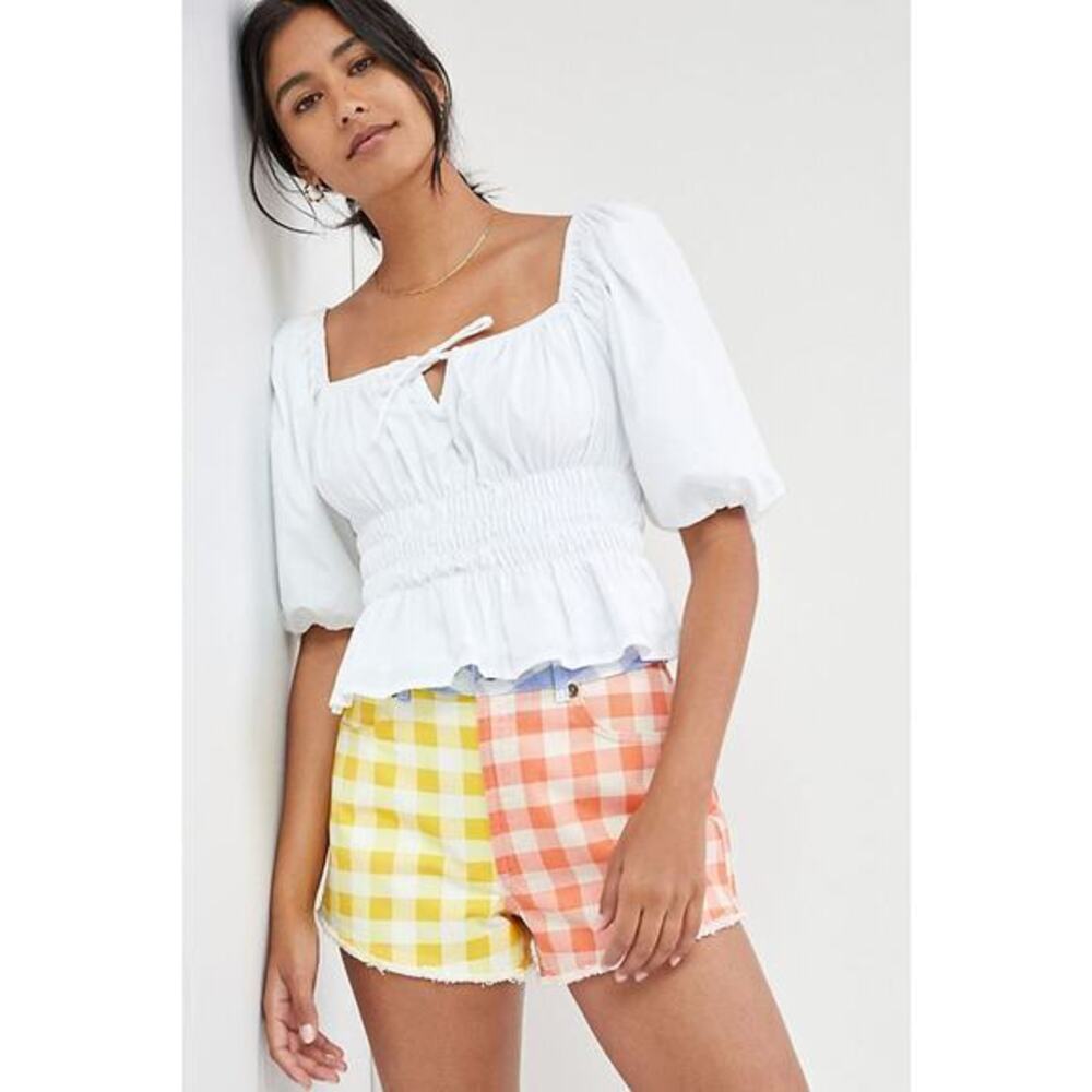 FARM RIO Anthropologie Colorful Gingham Shorts SM